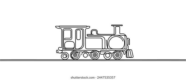 Continuous line vector illustration of a railway track. one line train.