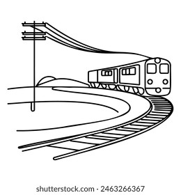 Ilustración vectorial de línea continua de una pista ferroviaria.