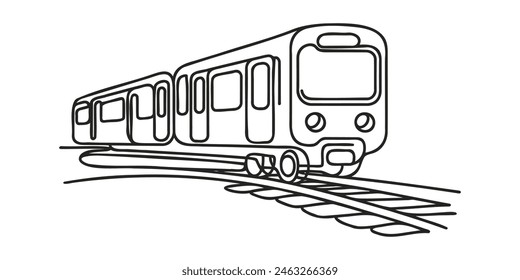 Continuous line vector illustration of a railway track. one line train.