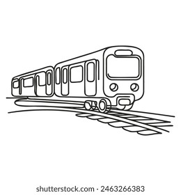 Continuous line vector illustration of a railway track. one line train.