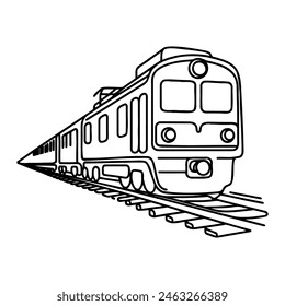 Continuous line vector illustration of a railway track. one line train.