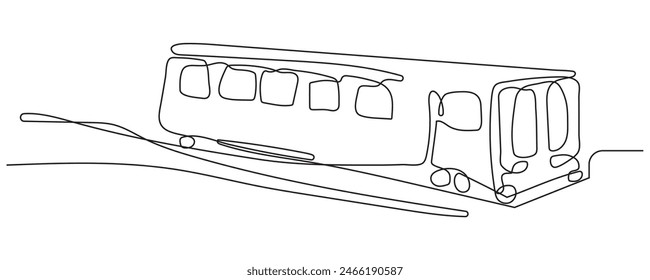 Continuous line vector illustration of a railway track. one line train.