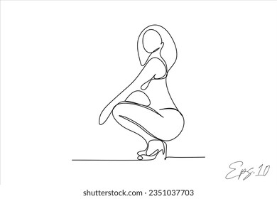 continuous line vector illustration of sexy woman posing