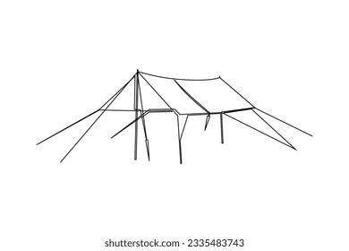 Ilustración vectorial de línea continua de una tienda con cuerdas