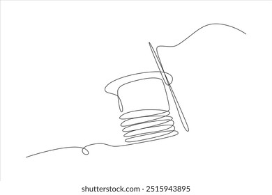 ilustração de vetor de linha contínua de linha com agulha	