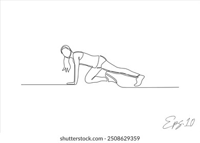 continuous line vector illustration of woman doing push up exercise
