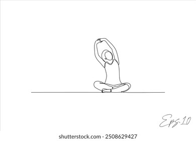 continuous line vector illustration of woman doing yoga exercise