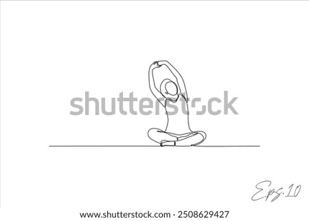 continuous line vector illustration of woman doing yoga exercise