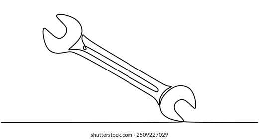 Ilustración vectorial de línea continua de una llave inglesa. Una representación moderna de la herramienta de llave inglesa, perfecta para ilustraciones técnicas y contenido educativo.