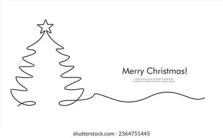Kontinuierliche Vektorgrafik von Weihnachtsbaum. Fröhliches Weihnachtskonzept 