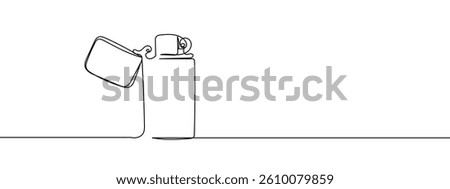 Continuous line vintage lighter line art vector illustration background.