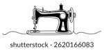 Continuous Line Vintage Sewing Machine Illustration, Minimal Stitching Art Print