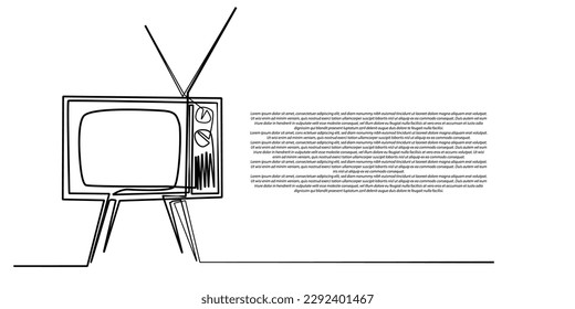kontinuierliche Serie von Vintage TV. Einzeilige Vektorklassik-TV mit Antenne