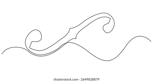 continuous line of violin holes.single line drawing of violin F hole marking.single line vector illustration