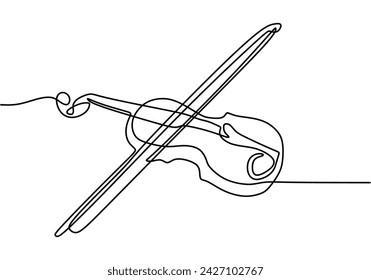 Continuous line violin instrument. Music classical for melody and symphony.