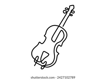 Continuous line violin instrument. Music classical for melody and symphony.
