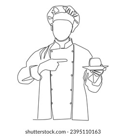 Continuous line waiter vector illustration