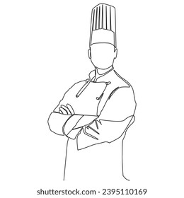 Continuous line waiter vector illustration