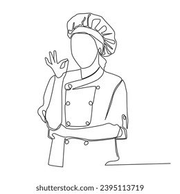 Continuous line Waitress vector illustration