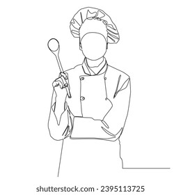 Continuous line Waitress vector illustration