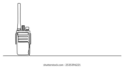 continuous line of walkie talkies.one line drawing of walkie talkie radio dial.walkie talkie 
 for police,industry,company.single line vector illustration.isolated white background