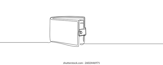 Continuous line wallet with transparent background.