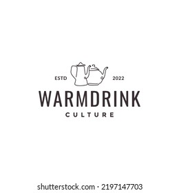 continuous line warm tea pots logo design