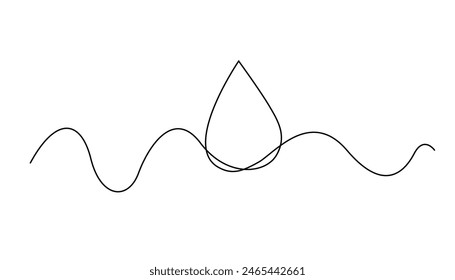 continuous line of water.one line drawing of water drop.simple water line vector illustration