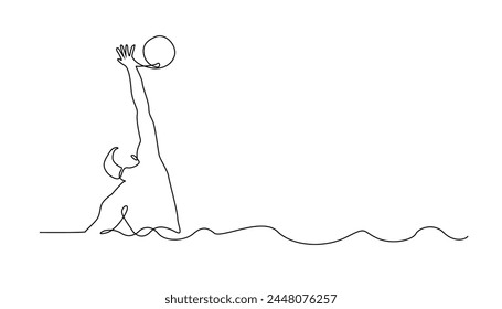 línea continua water polo sport.line dibujo de hombre jugando water polo