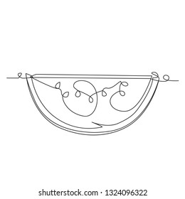 Continuous line watermelon for grocery store, printing on posters and banners. Linear style