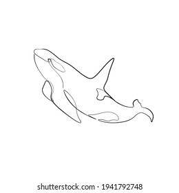 Continuous line whale aquatic animal sea animal nature simple line sleek hand drawn vector illustration summer