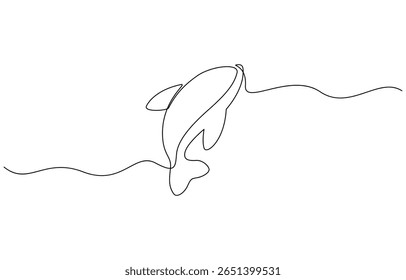 Continuous line whale tail drawing minimalist ocean outline vector illustration, Dot to dot line connect the dot drawing For children to learn to draw lines along.