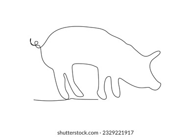  continuous line wild boar vector illustration