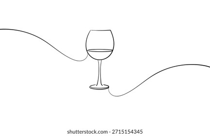 Línea continua de vino anima una línea de arte, contorno de dibujo continuo. Brindis por la decoración festiva para las vacaciones. Ilustración vectorial	