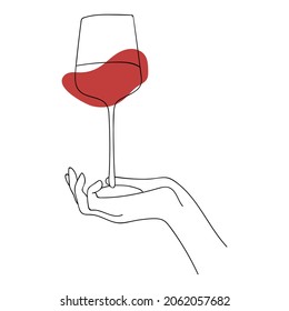 Continuous line wineglass. Vector illustration.