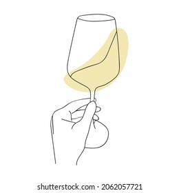 Continuous line wineglass. Vector illustration.