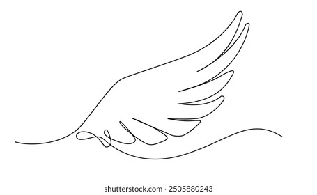 continuous line wings.one line drawing of angel wings or bird wings.single line vector illustration.isolated white background