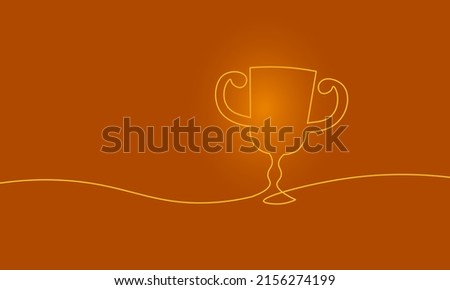 Continuous line winner prize. Contest leader first honor ceremony trophy. Team success business concept. Win champion competition prize vector illustration
