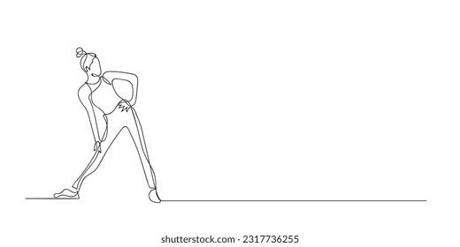 continuous line of woman doing exercise.one line drawing of woman exercising.single line art sport