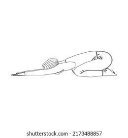 Continuous line of woman doing Yoga in child's pose vector.