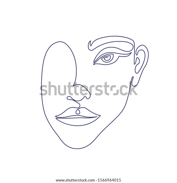 Continuous Line Woman Face Abstract Modern Stock Vector (Royalty Free ...