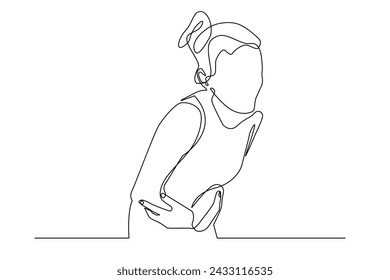 continuous line of woman having stomach ache.single line of woman having stomach ache vector.woman of menstrual pain drawn in one line