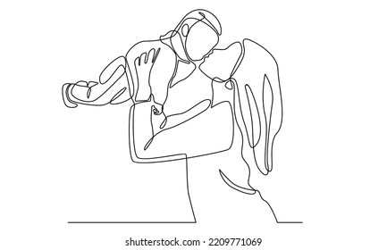 Continuous line of woman hold her baby. Happy Mother day 
