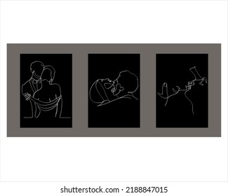 Continuous line woman and man showing love valentine vector illustration