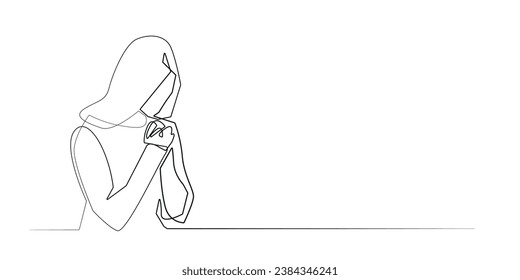 continuous line of woman praying.single line vector of christian woman praying.folding her hands.praying to god.isolated white background