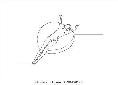 continuous line of woman sleeping in a float	