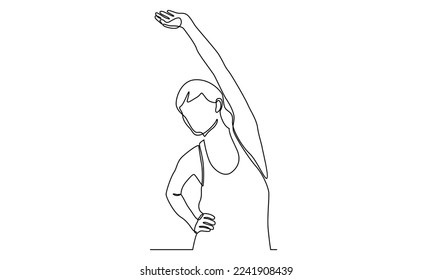 continuous line of woman stretching her arm