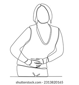 continuous line of a woman suffering from colic having health problems