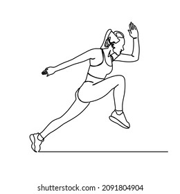 continuous line woman wearing sportswear running
