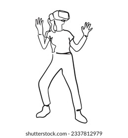 continuous line

woman wearing VR glasses playing games modern futuristic network futuristic

illustration vector hand drawn